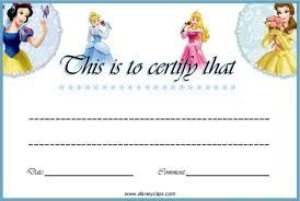 Princess Certificate Template Camp Pinterest Disney