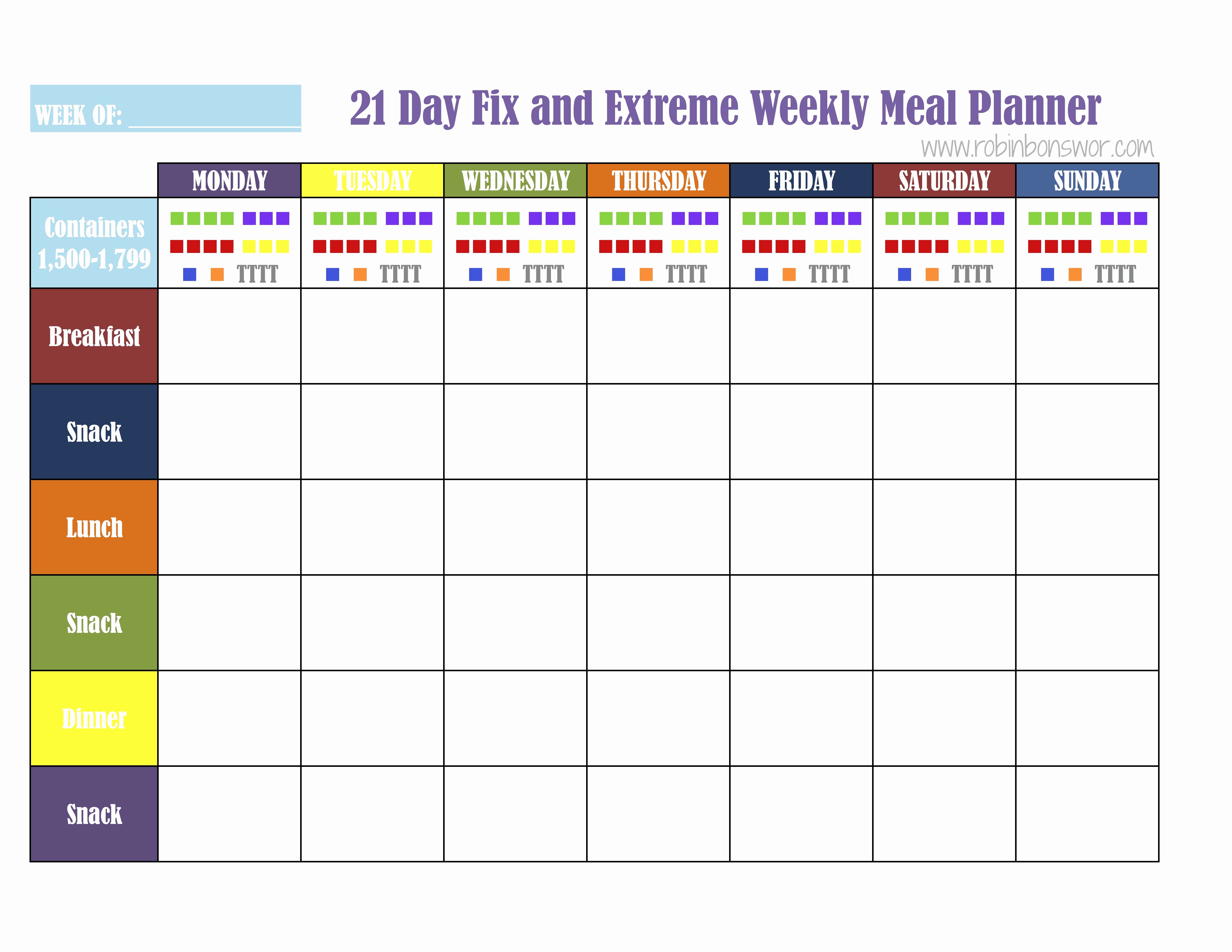 Printable 21 Day Fix Meal Plan Template Elegant Document