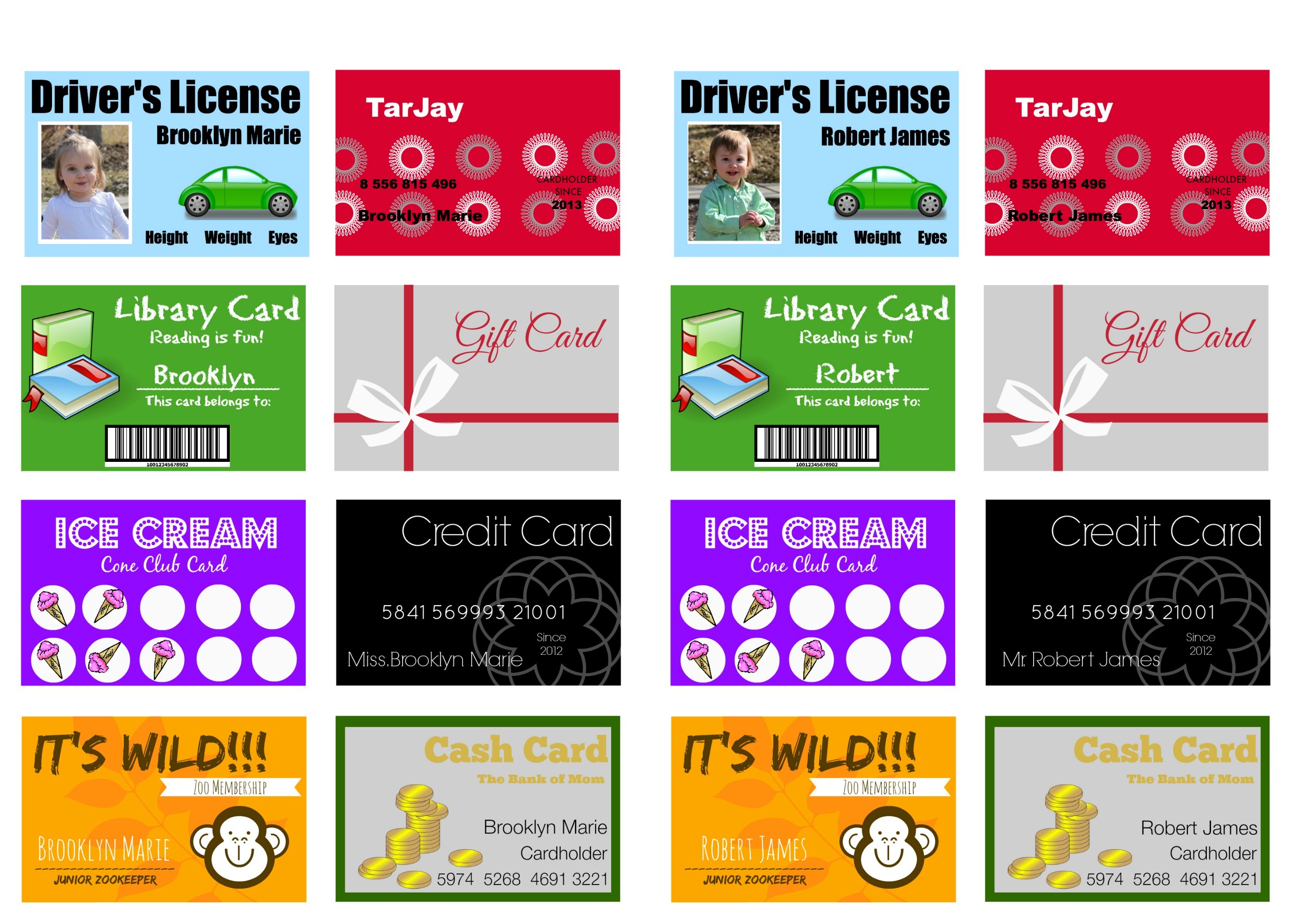 Printable And Customizable Play Credit Cards The Crazy Craft Lady Document Fake Card Template