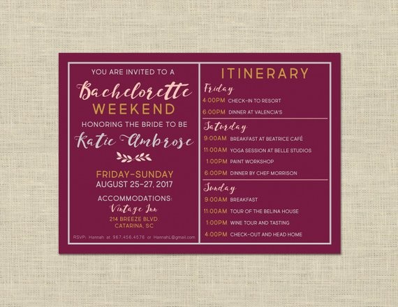 Printable Bachelorette Party Weekend Invitation And Itinerary Etsy Document Invitations