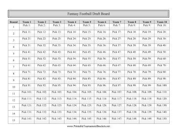 Printable Fantasy Football Draft Board Document Template