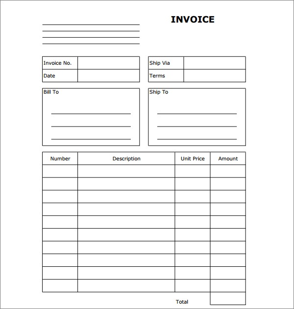 Printable Invoice Template Charla Blank To Print Safero Document