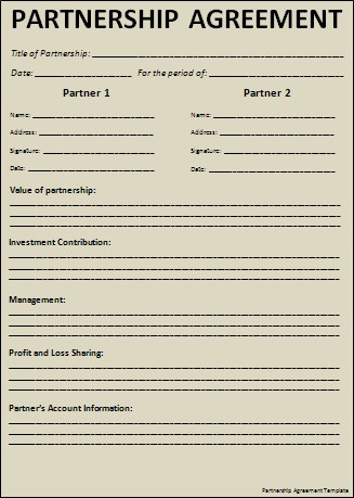 Printable Sample Partnership Agreement Form Real Estate Document