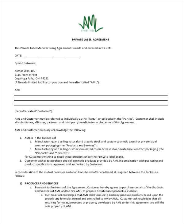 Private Label Distribution Agreement 10 Form Document
