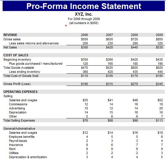 Pro Forma Excel Spreadsheet Tier Crewpulse Co Document Profit And Loss