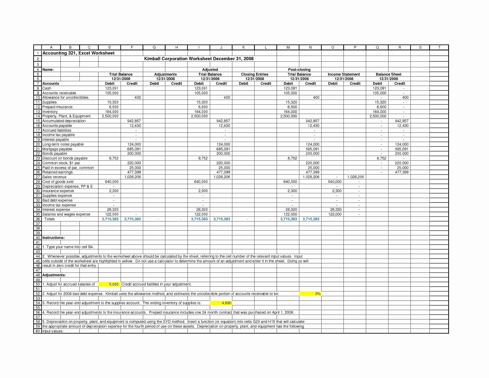 Probate Accounting Spreadsheet Awesome Template Document