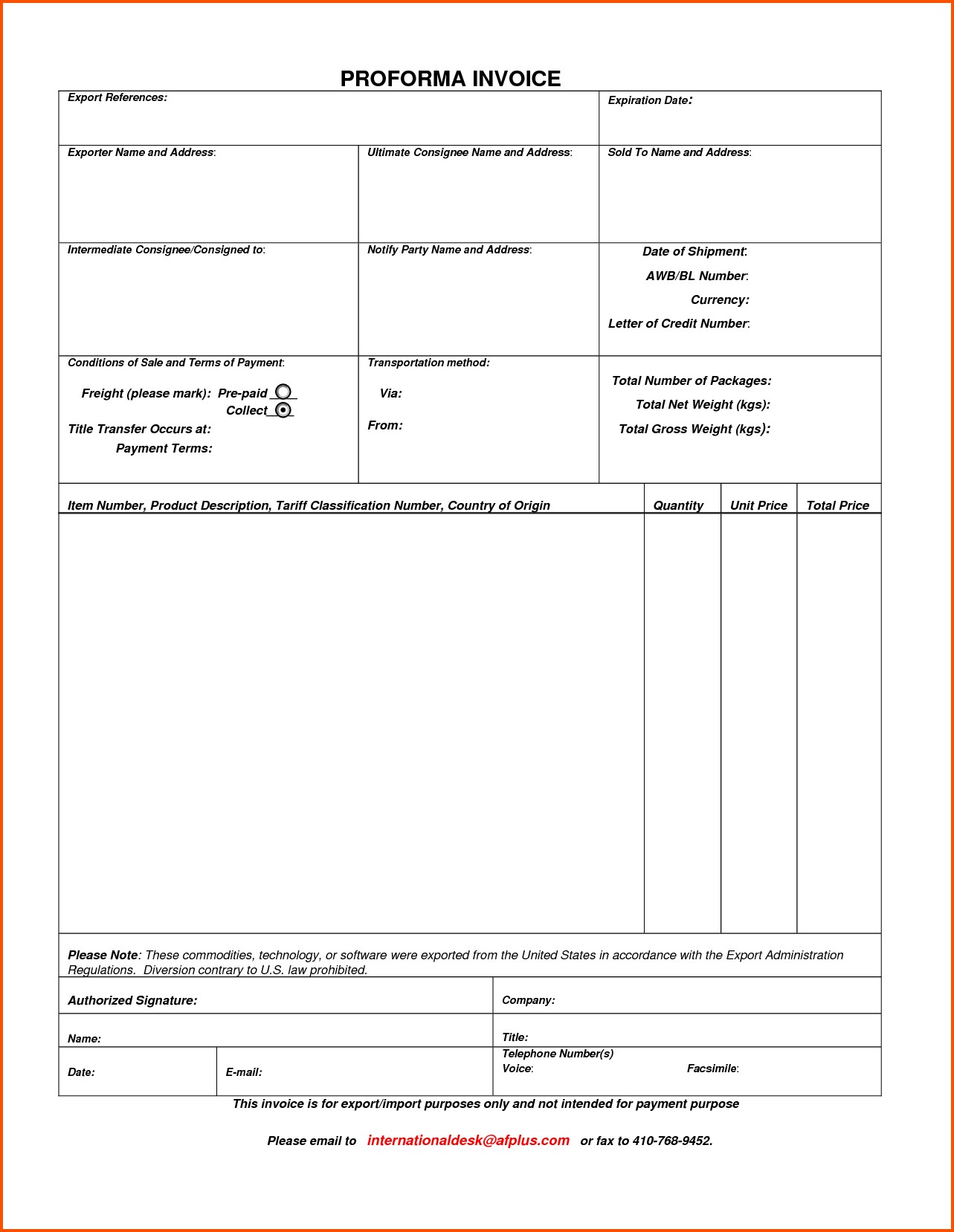 Proforma Invoice For Export Tier Crewpulse Co Document Format