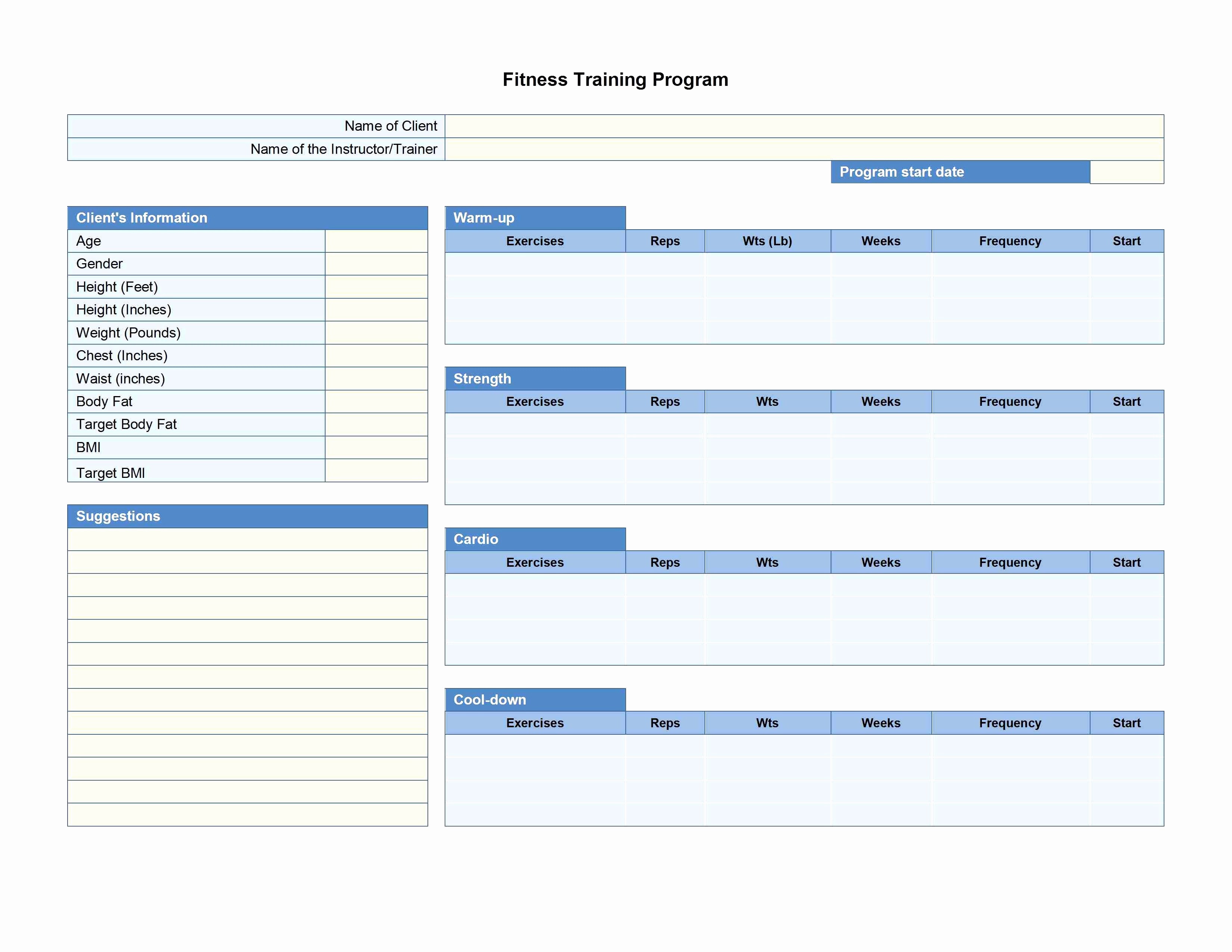 Program Design Templates For Personal Training Awesome