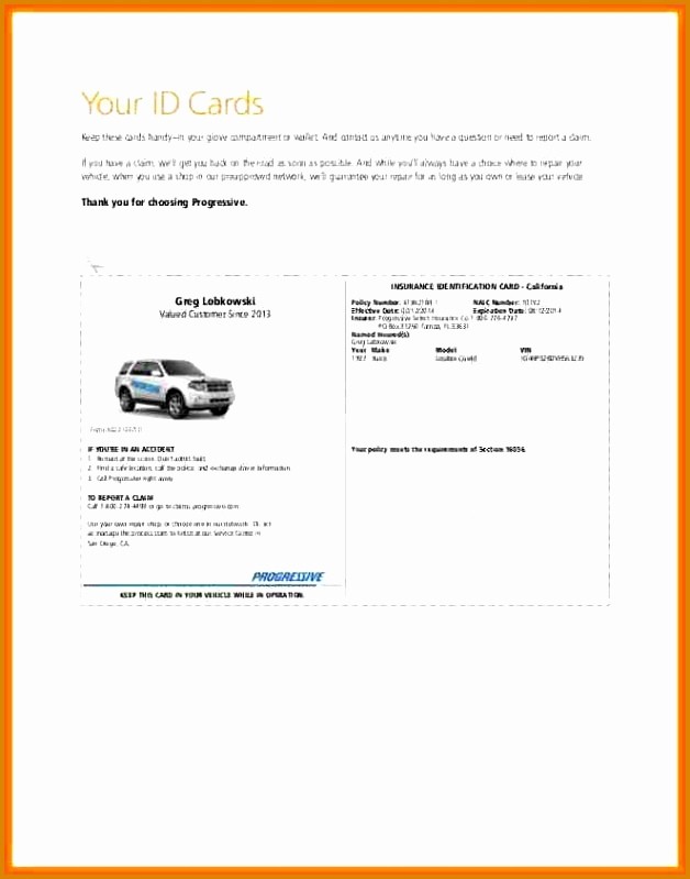 Progressive Insurance Card Template Website With Photo Gallery Document Car Cards