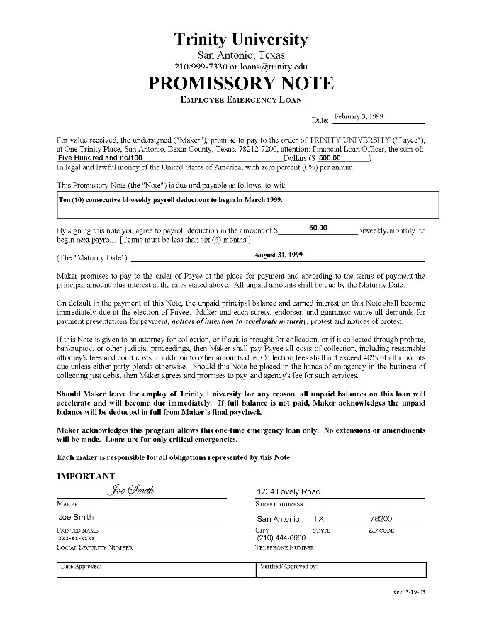 Promissory Note Template Bravebtr Document Sample For Business