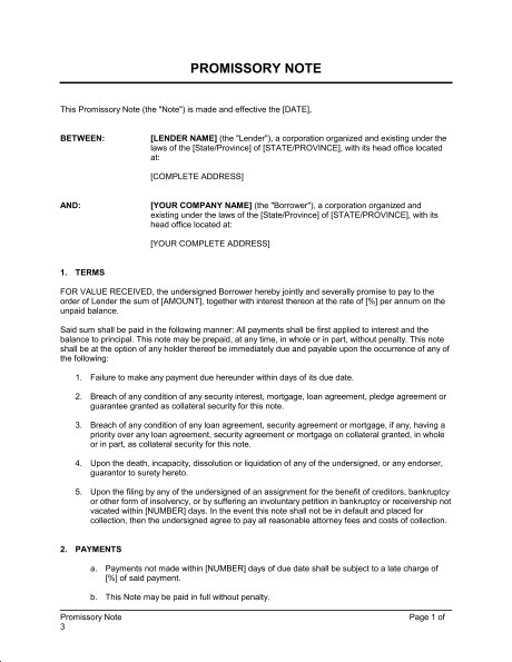 Promissory Note With Acknowledgment Template Sample Form Document For Business