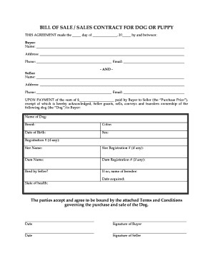 Puppy Agreement Form Fill Online Printable Fillable Blank Document Dog Breeding Contract Template