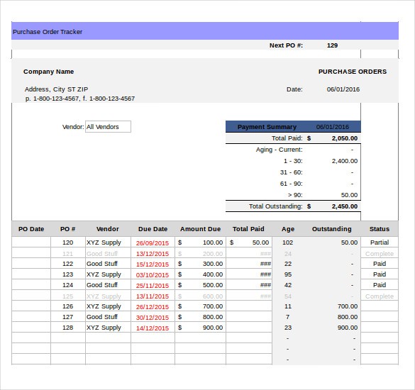 Purchase Order Tracking Excel Spreadsheet As Inventory Document