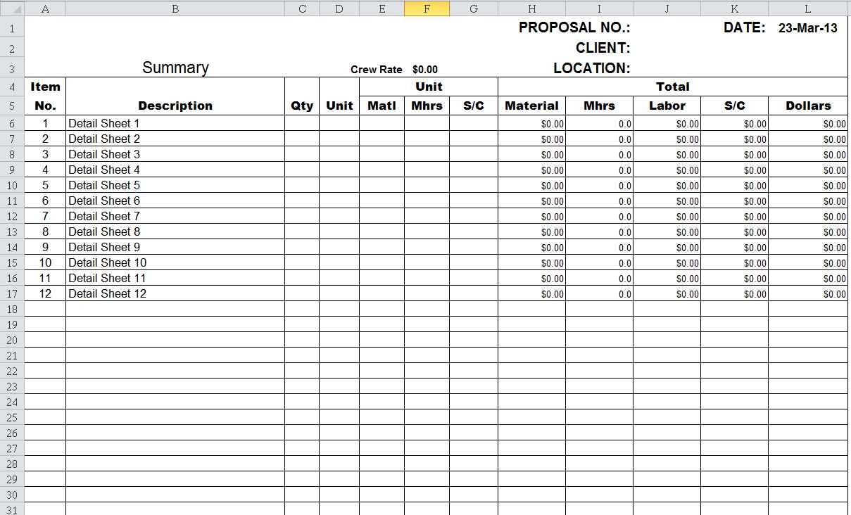 Quantity Takeoff Excel Spreadsheet As How To Make A Document