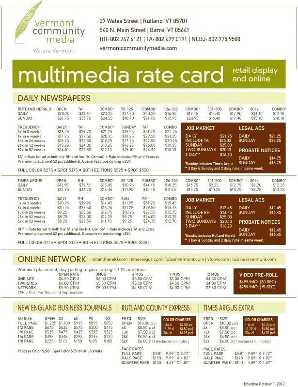 Rate Card Example Carbk Co Document Advertising Template
