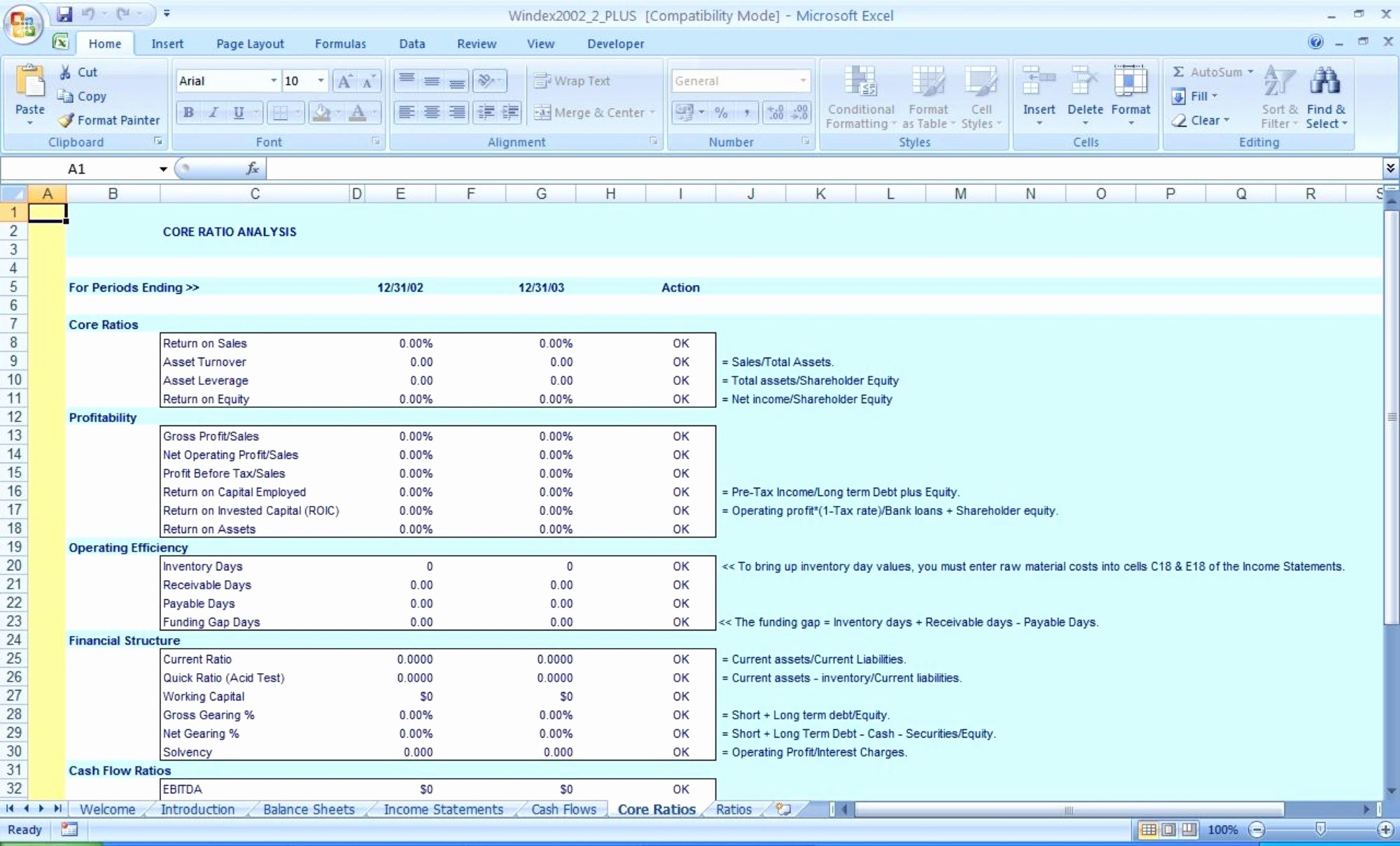 Ratio Analysis In Excel Free Download Lovely Financial Ratios