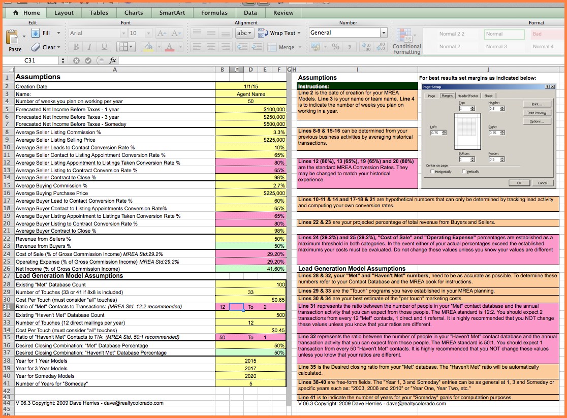 Real Estate Agent Expense Tracking Spreadsheet Free Document