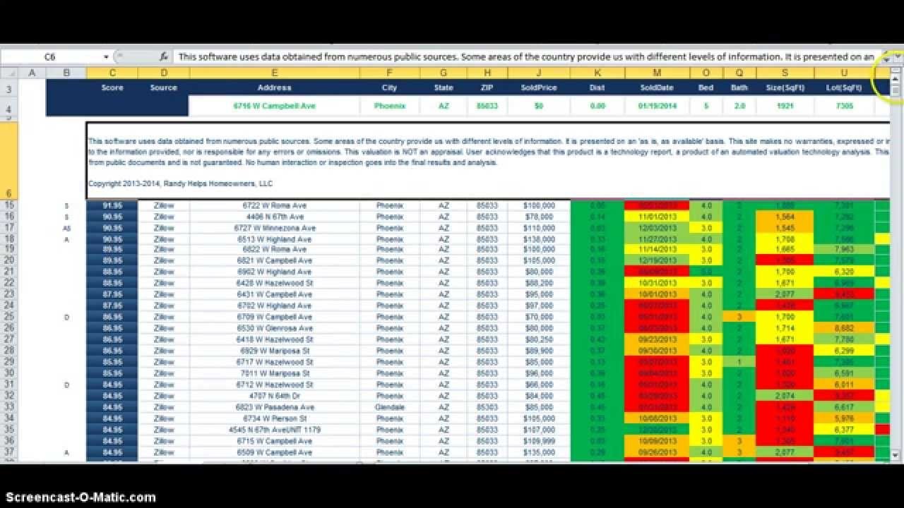 Real Estate Analysis Software For Investors Deal Evaluation Document Comparables Spreadsheet