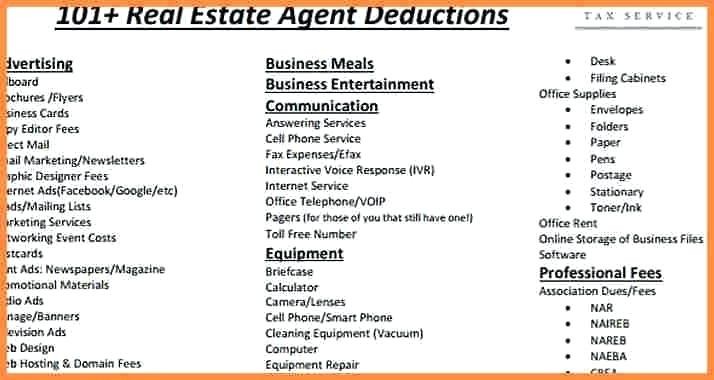 Real Estate Expense Spreadsheet Agent Expenses