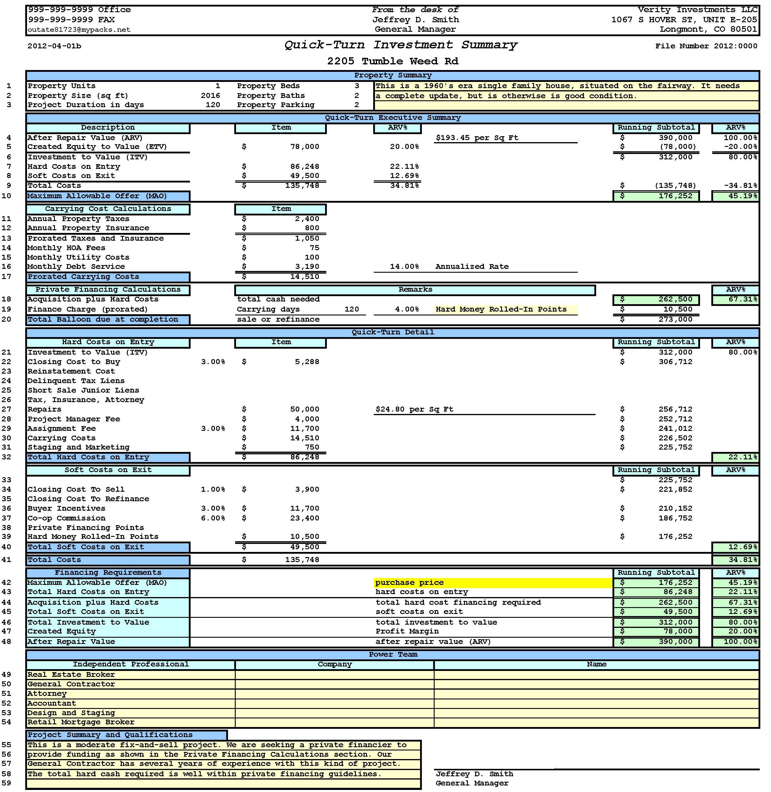 Real Estate Investment Spreadsheet As Free Open Office Document Templates