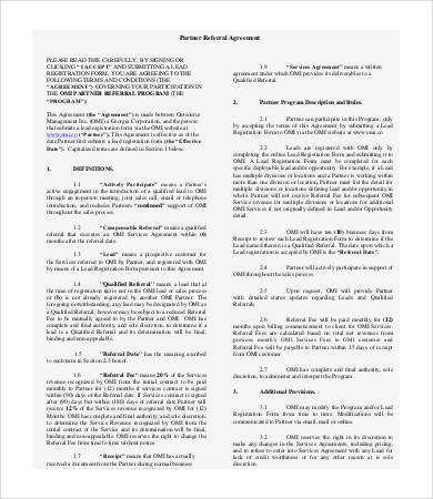 Referral Agreement Templates 9 Free PDF Documents Download Document Partner Template