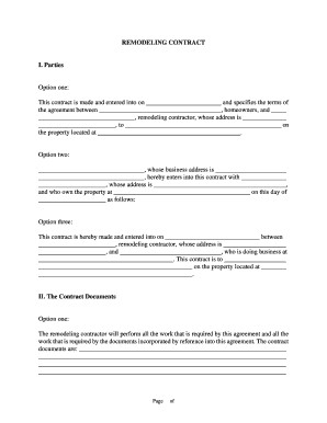 Remodelling Contract Fill Online Printable Fillable Blank Document In