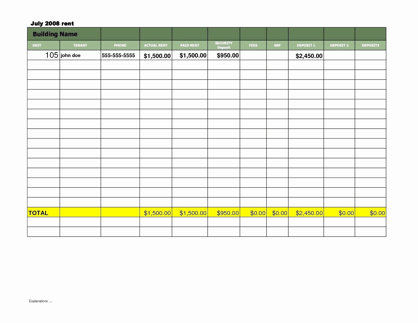 Rent Payment Excel Spreadsheet Lovely Tracker