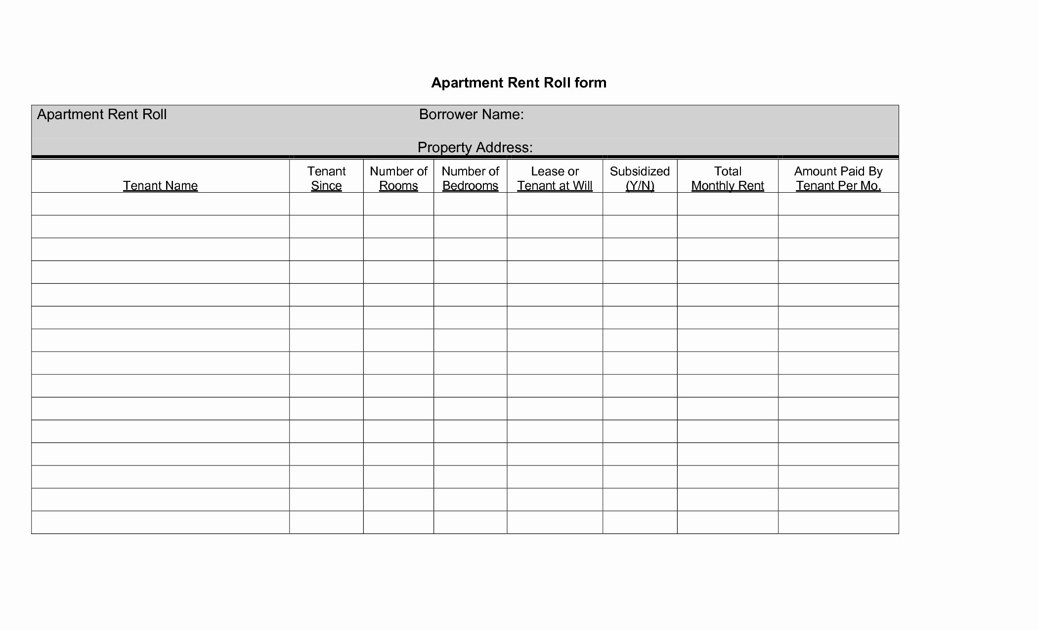 Rent Roll Sample Excel Elegant Spreadsheet Example
