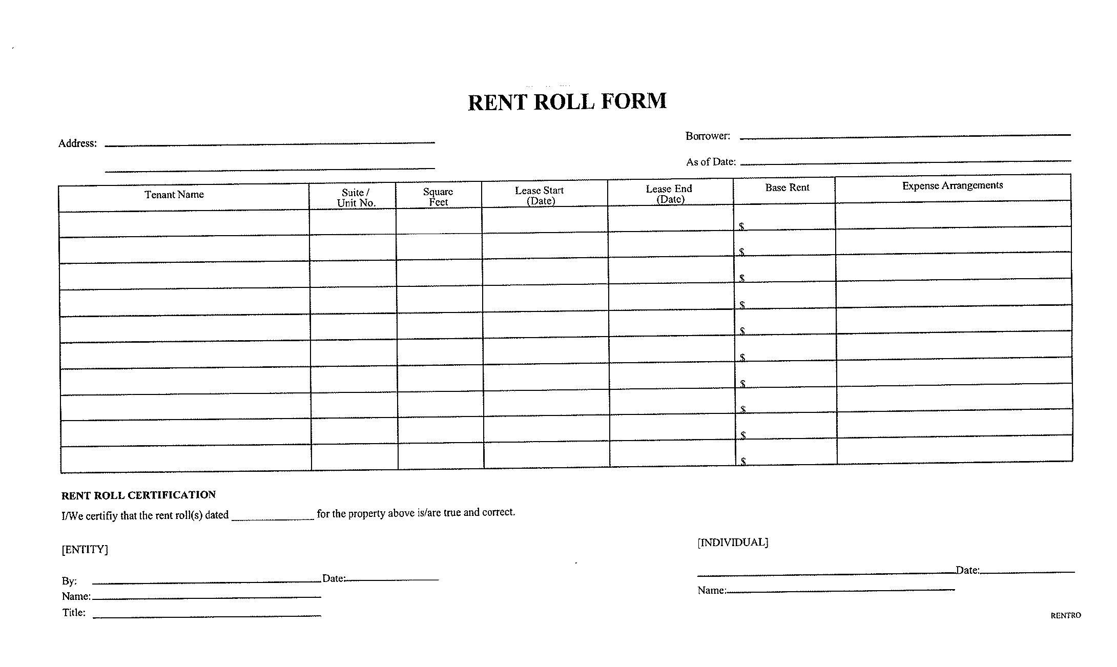 Rent Roll Template Free Download Document