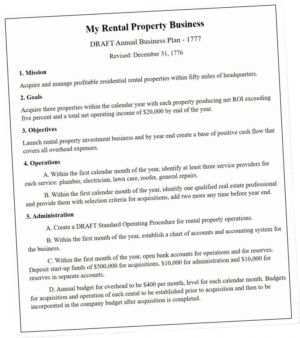 Rental Property Business Plan Investment Awesome Sample Pdf