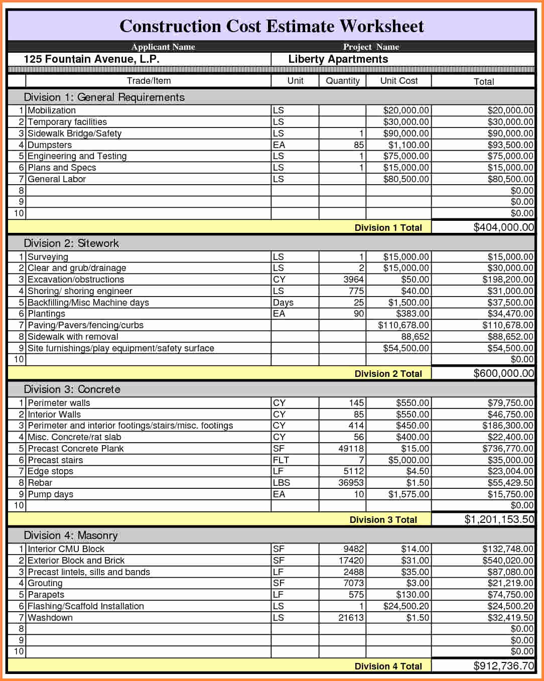 Residential Construction Budget Template Excel 51 Luxury Document Job Costing Spreadsheet Free