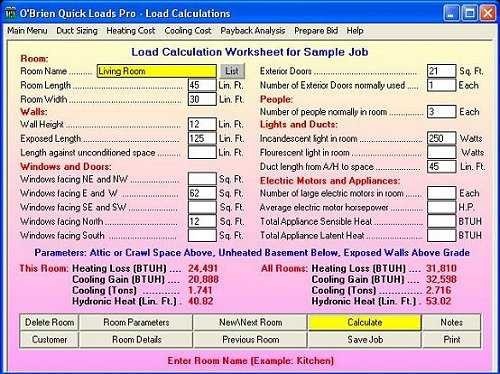 Residential Load Calculation Spreadsheet New Hvac