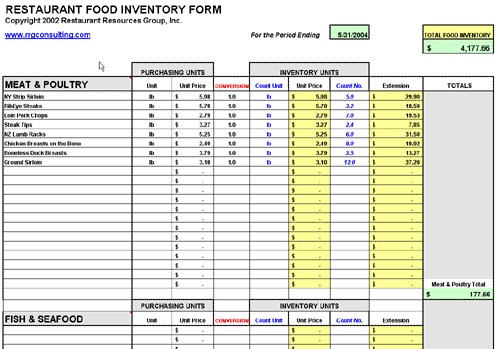 Restaurant Software Accounting Food Beverage Document Excel Spreadsheet For Inventory