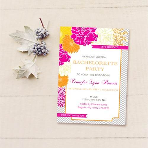 Rustic Floral Inexpensive Bachelorette Party Invitation Cards Document Invitations