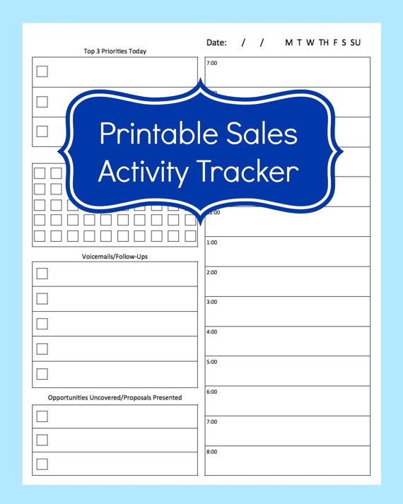 Sales Activity Tracker Daily Planner Cold Call Template