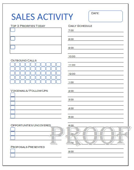 Sales Activity Tracker Daily Planner Cold Call Template Document Sheet