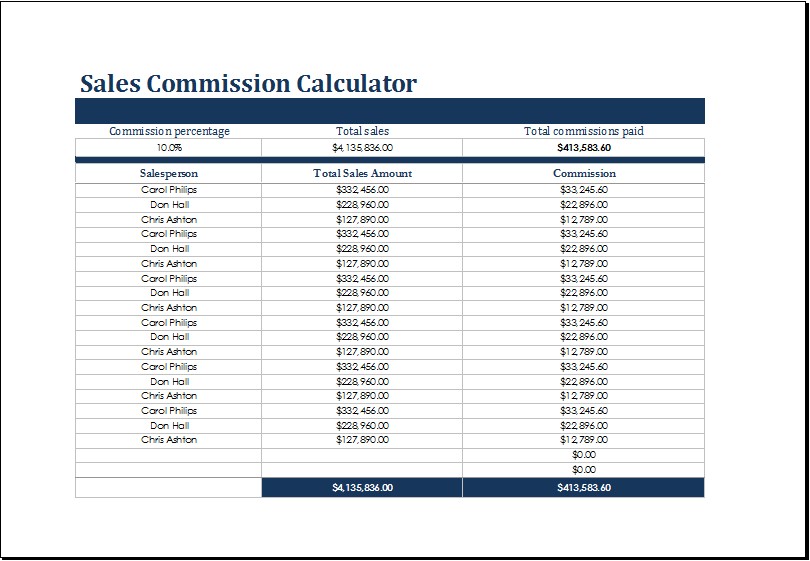 Sales Commission Calculator Tier Crewpulse Co Document Structure Template