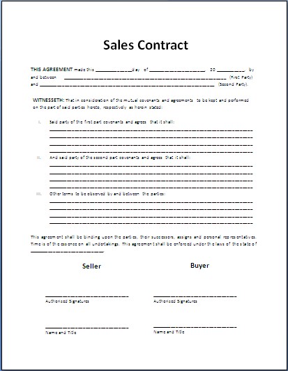 Sales Contract Template Tips Guidelines Document