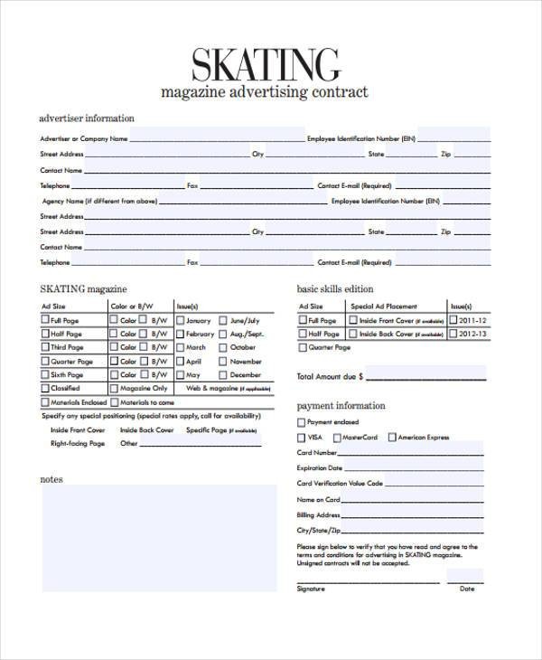 Sample Advertising Contract Forms 8 Free S In Word PDF