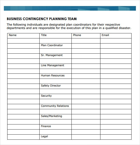 Sample Business Continuity Plan Template 12 Free S In PDF