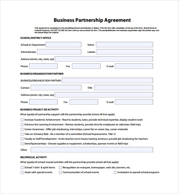 Sample Business Partner Agreement 7 Free Documents Download In Document Partnership Pdf