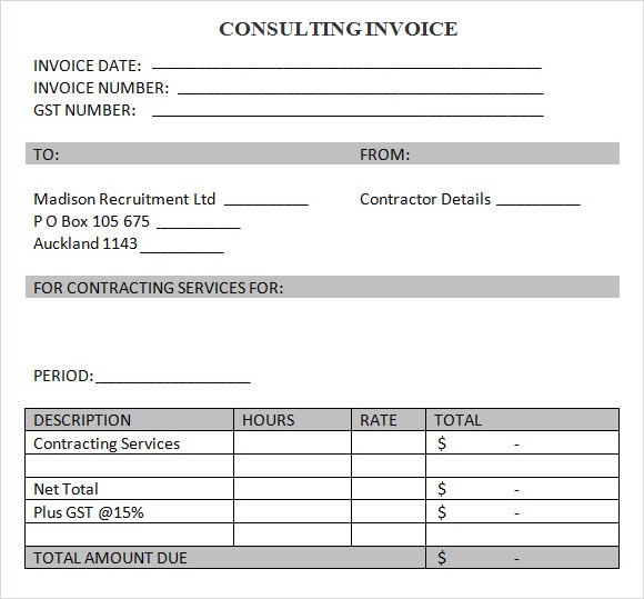 Sample Consulting Invoice 7 Documents In Word PDF Document Template For