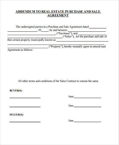 Sample Contract Addendum Forms 8 Free Documents In Word PDF Document