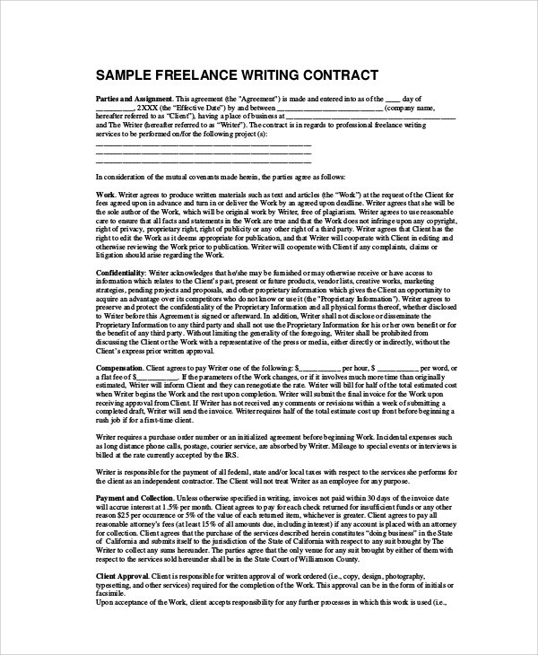 Sample Freelance Contract Agreement 7 Examples In Word PDF
