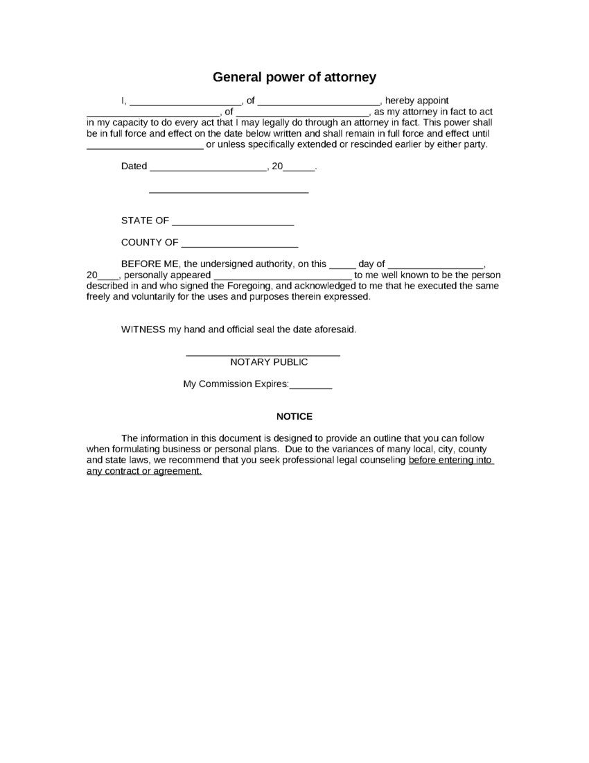 Sample General Power Of Attorney Form 8ws Templates Forms Document California