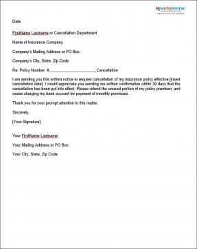 Sample Insurance Cancellation Letter Downloads Document Car