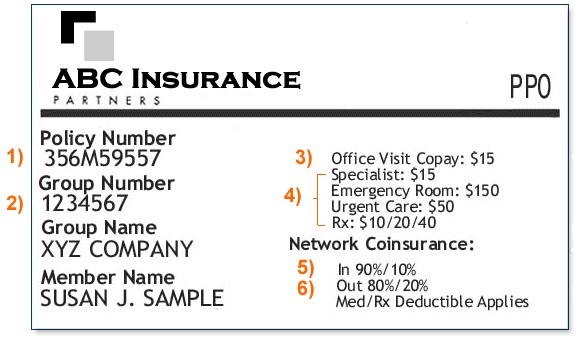 Sample Insurance Card Providence Oregon Document Car