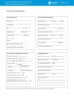 Sample Insurance Verification Fill Online Printable Fillable Document Form
