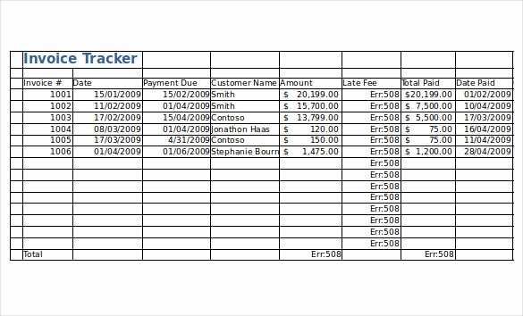 Sample Invoice Tracking Spreadsheet Document Free