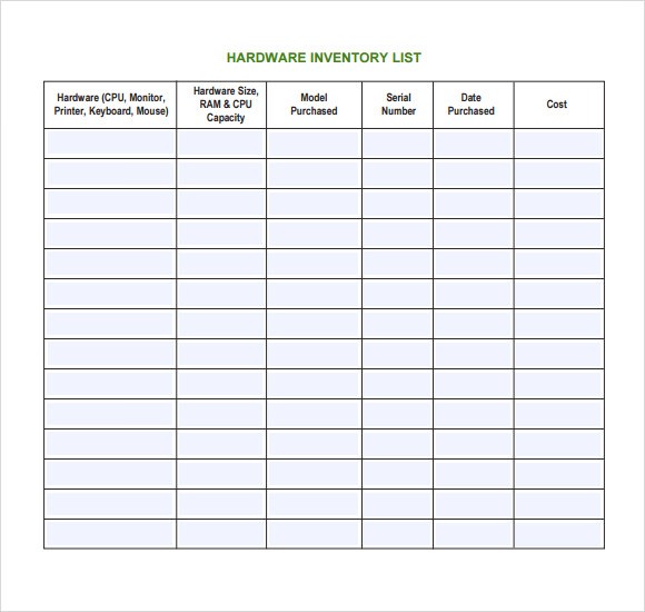 Sample IT Inventory Template 6 Free Documents Download In PDF Excel Document Computer